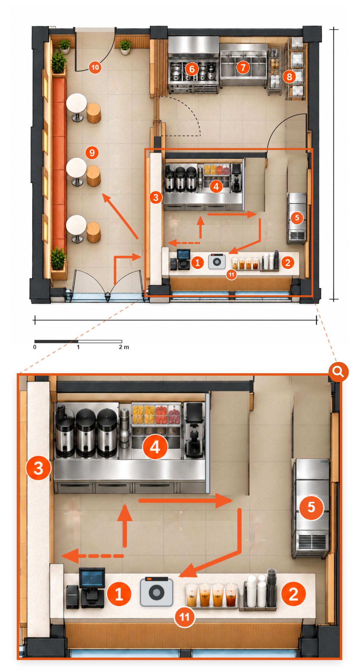 TS Tea 33 m² takeaway shop floor plan